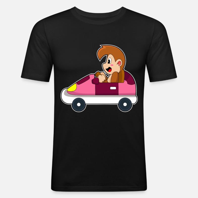 Affe Auto - Männer Slim Fit T-Shirt - Schwarz