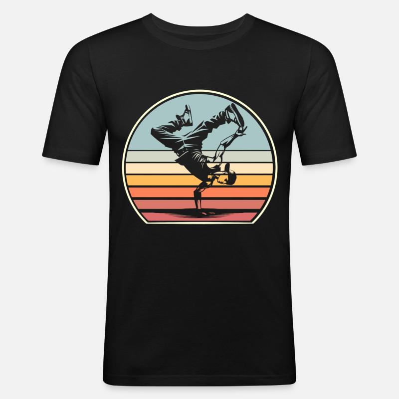 Breakdance - Männer Slim Fit T-Shirt - Schwarz