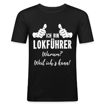 Lokführer - Männer Slim Fit T-Shirt - Schwarz - Vorne - Nik (191cm)
