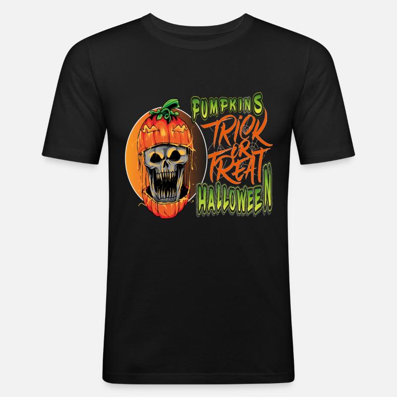 Kürbisse Halloween Süßes oder Saures - Männer Slim Fit T-Shirt - Schwarz