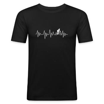 bike shirt gift heartbeat cadeau roue battement de coeur - T-shirt près du corps Homme - noir - Devant - Nik (191cm)