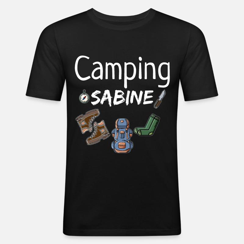 Camping Sabine Camper Camperin Geschenk - Männer Slim Fit T-Shirt - Schwarz