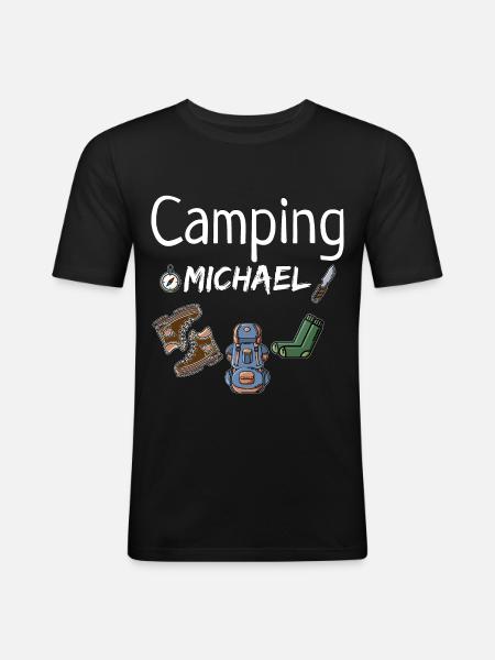 Camping Michael Camper Geschenk - Männer Slim Fit T-Shirt - Schwarz