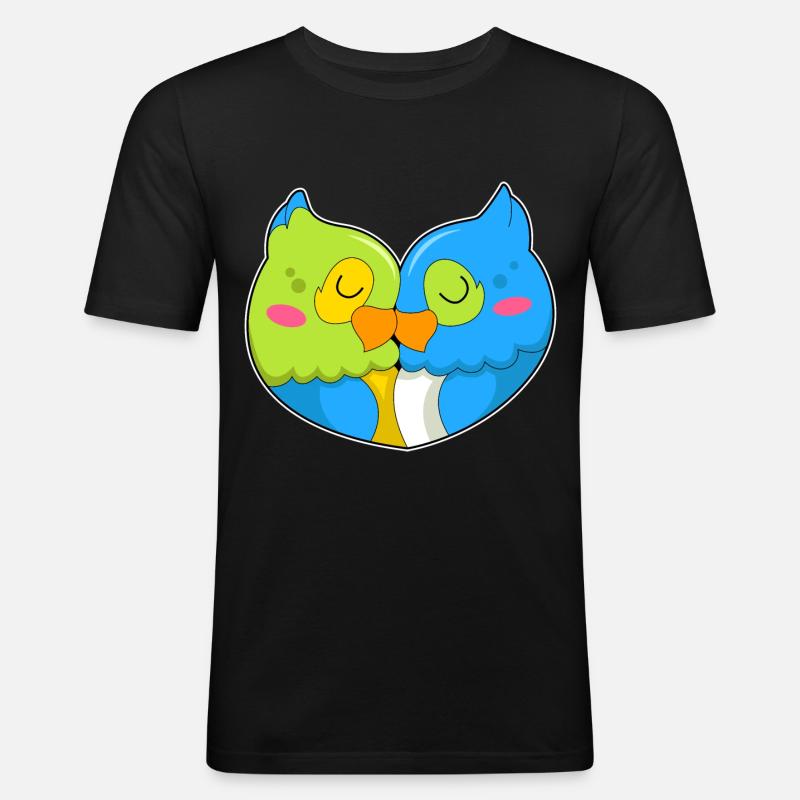 Amour de perroquet - T-shirt près du corps Homme - noir