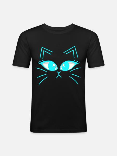 Cat Cats Kitten Cat Face - Men's Slim Fit T-Shirt - black