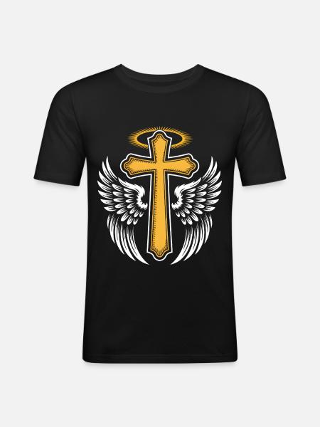 Christelijk Kruis Christendom Jezus God Religie - Mannen slim fit T-shirt - zwart