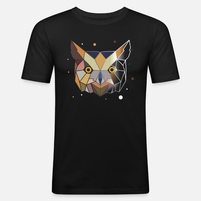 Eule Polygon - Männer Slim Fit T-Shirt - Schwarz
