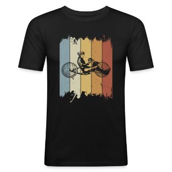 Vintage Handbike Driewieler Fiets Driewieler Handbike - Mannen slim fit T-shirt - zwart - Voor - Nik (191cm)