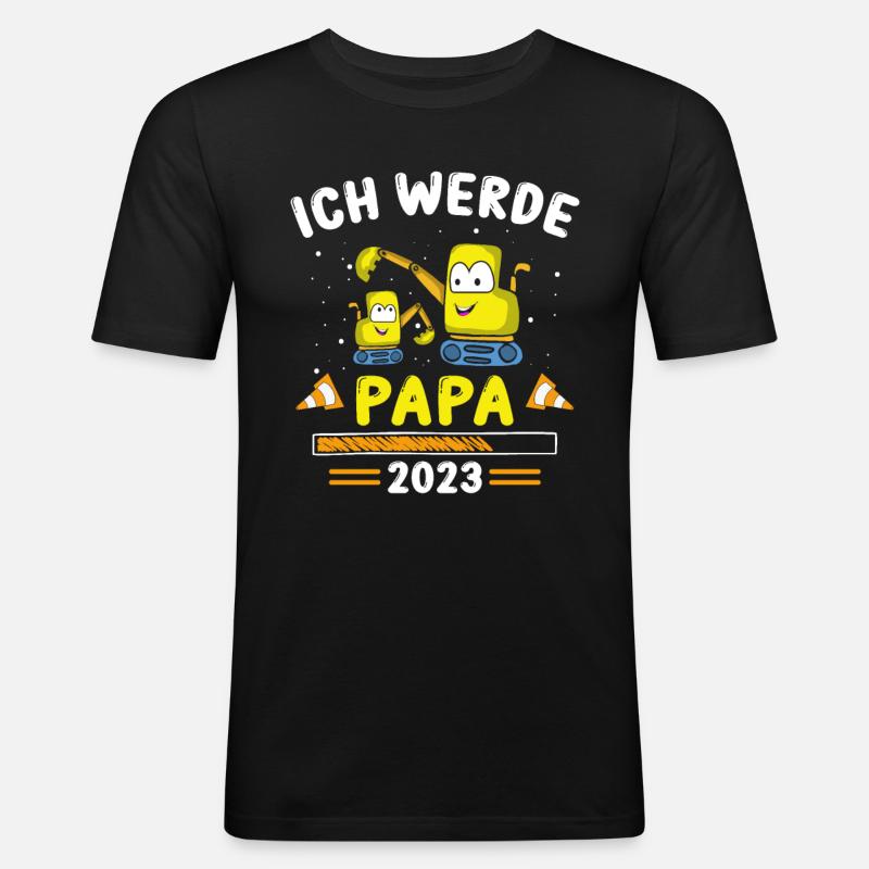Papa 2023 Loading - Männer Slim Fit T-Shirt - Schwarz