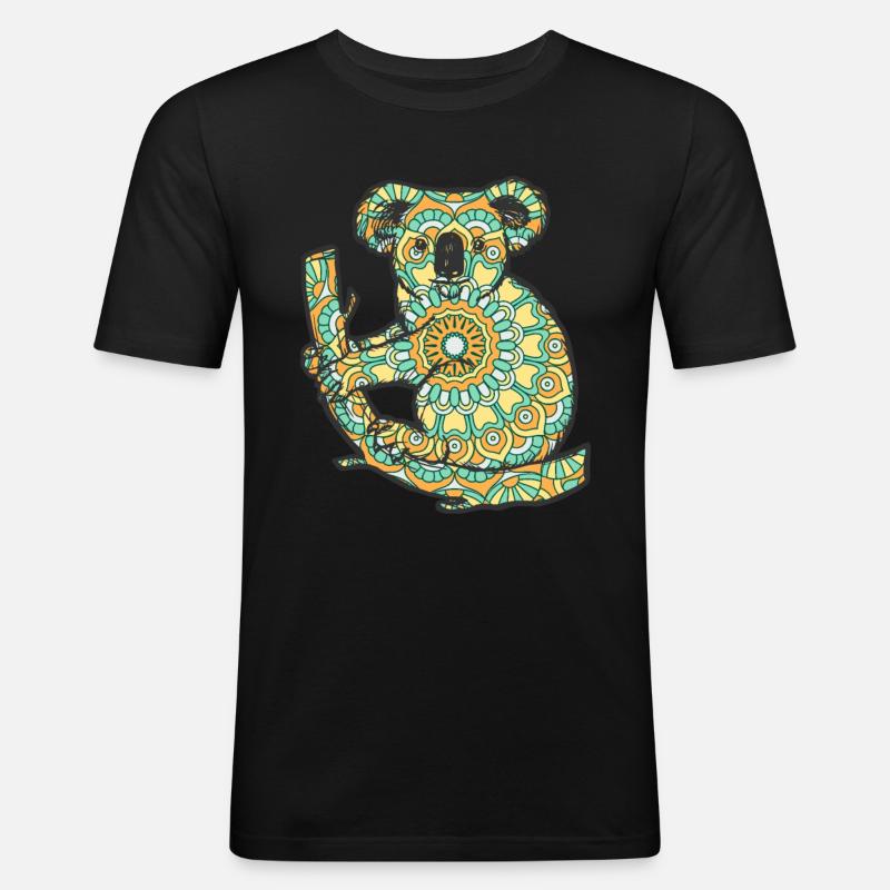 Mandala Koala Geometry Pattern - Men's Slim Fit T-Shirt - black