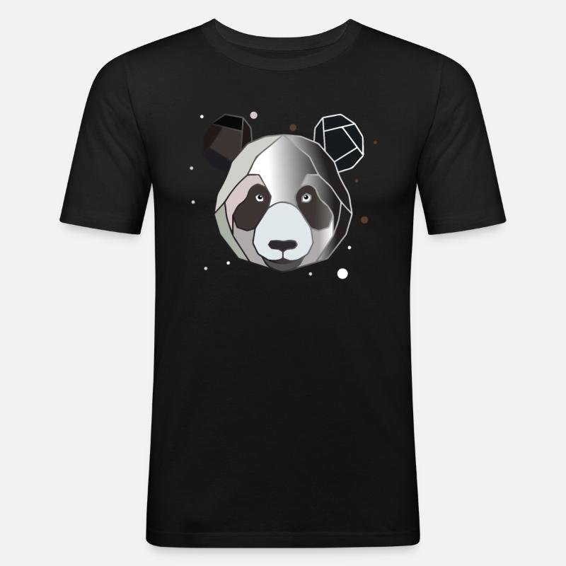 Panda Polygon - Männer Slim Fit T-Shirt - Schwarz