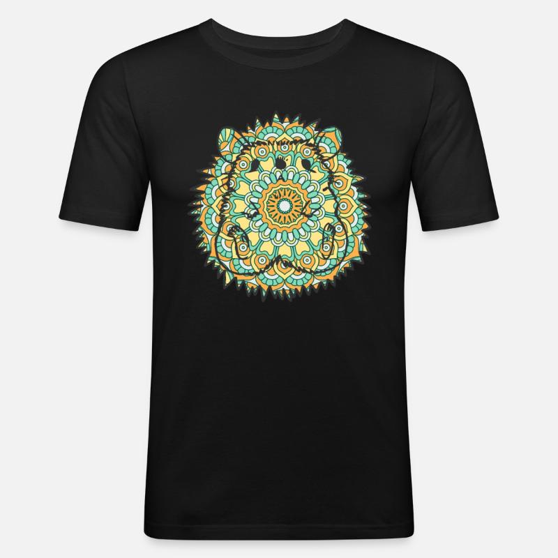 Mandala Hedgehog Geometric Pattern Art - Men's Slim Fit T-Shirt - black