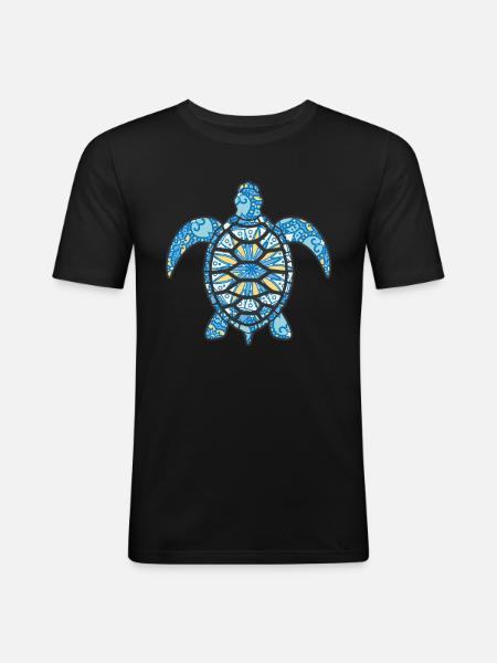 Mandala Turtle Geometry - Men's Slim Fit T-Shirt - black