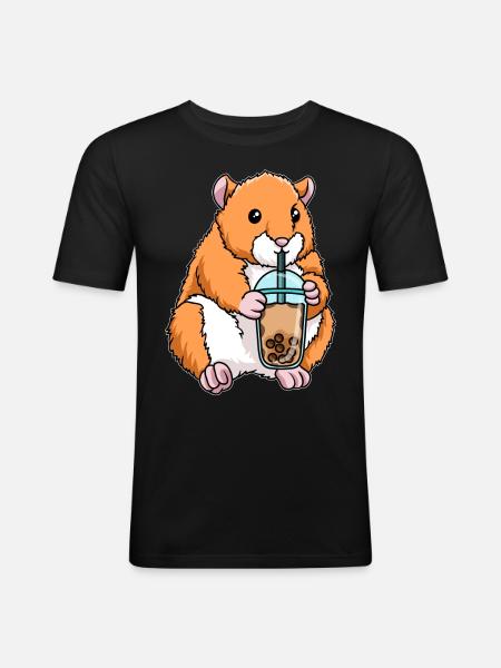 Hamster drinks bubble tea - Men's Slim Fit T-Shirt - black