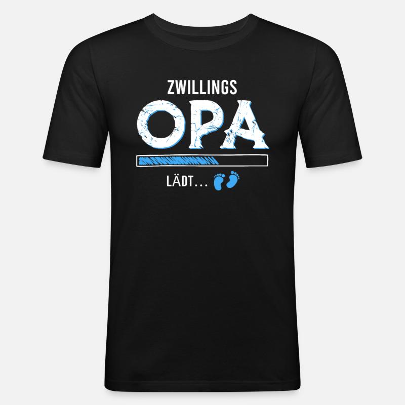 Zwillingsopa lädt - Männer Slim Fit T-Shirt - Schwarz