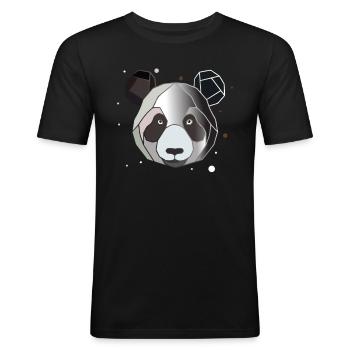 Panda Polygon Kunst Tier Geometrie - Männer Slim Fit T-Shirt - Schwarz - Vorne - Nik (191cm)