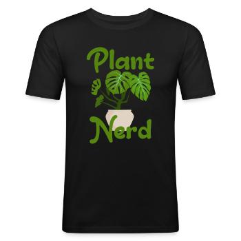Nerd des plantes - T-shirt près du corps Homme - noir - Devant - Nik (191cm)