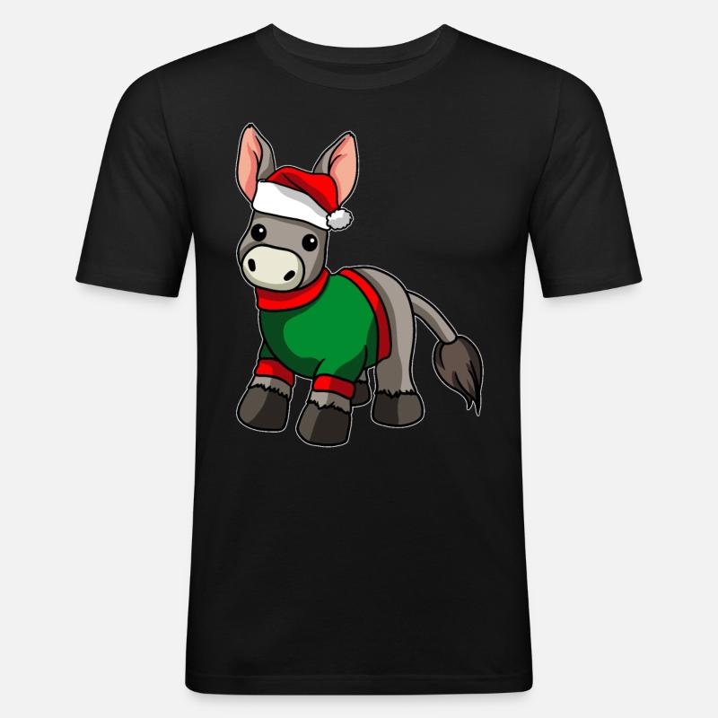 Âne avec pull de Noël - T-shirt près du corps Homme - noir