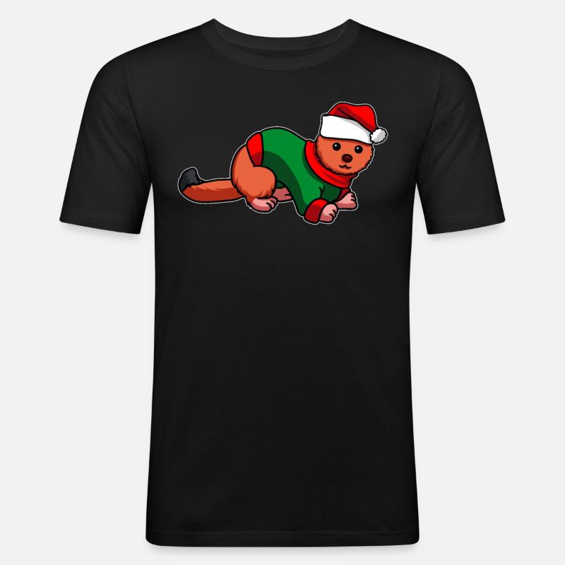 Belette avec pull de Noël - T-shirt près du corps Homme - noir