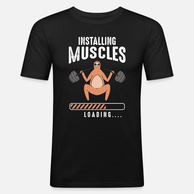 Installing Muscles Loading - Männer Slim Fit T-Shirt - Schwarz