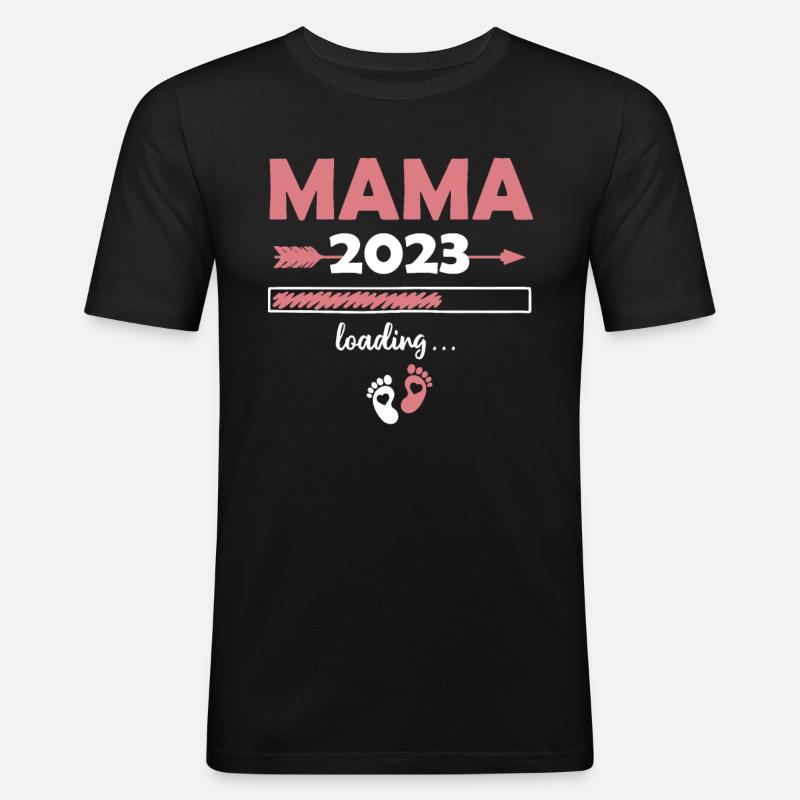 Mama Loading 2023 - Männer Slim Fit T-Shirt - Schwarz