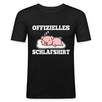 Offizielles schlafshirt Schwein - Männer Slim Fit T-Shirt - Schwarz - Vorne - Nik (191cm)