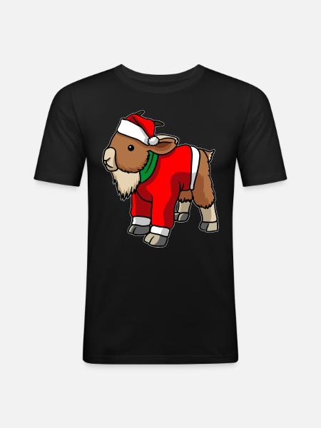 Chèvre avec pull de Noël - T-shirt près du corps Homme - noir