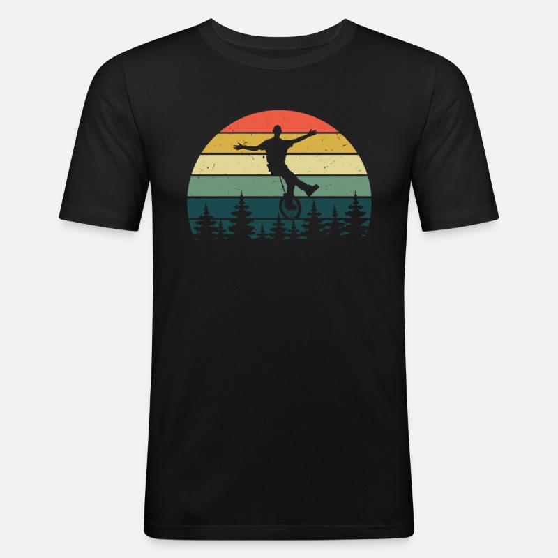 Einrad Retro - Männer Slim Fit T-Shirt - Schwarz