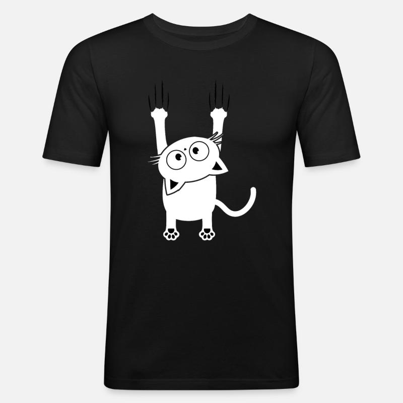 Cat falls scratch kitten - Men's Slim Fit T-Shirt - black