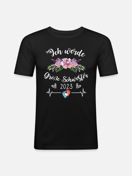 Große Schwester 2023 - Männer Slim Fit T-Shirt - Schwarz