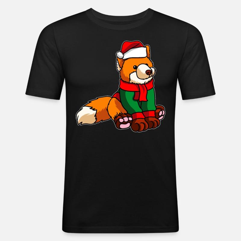 Fuchs Weihnachtsmann - Männer Slim Fit T-Shirt - Schwarz