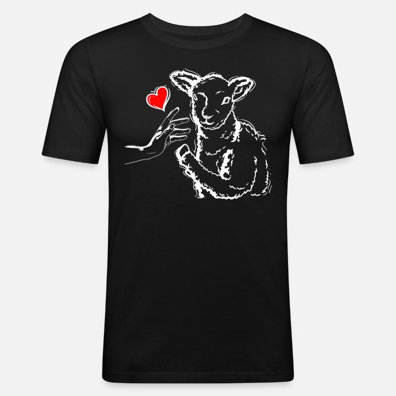 Schaf Liebe Schäfer High Five - Männer Slim Fit T-Shirt - Schwarz