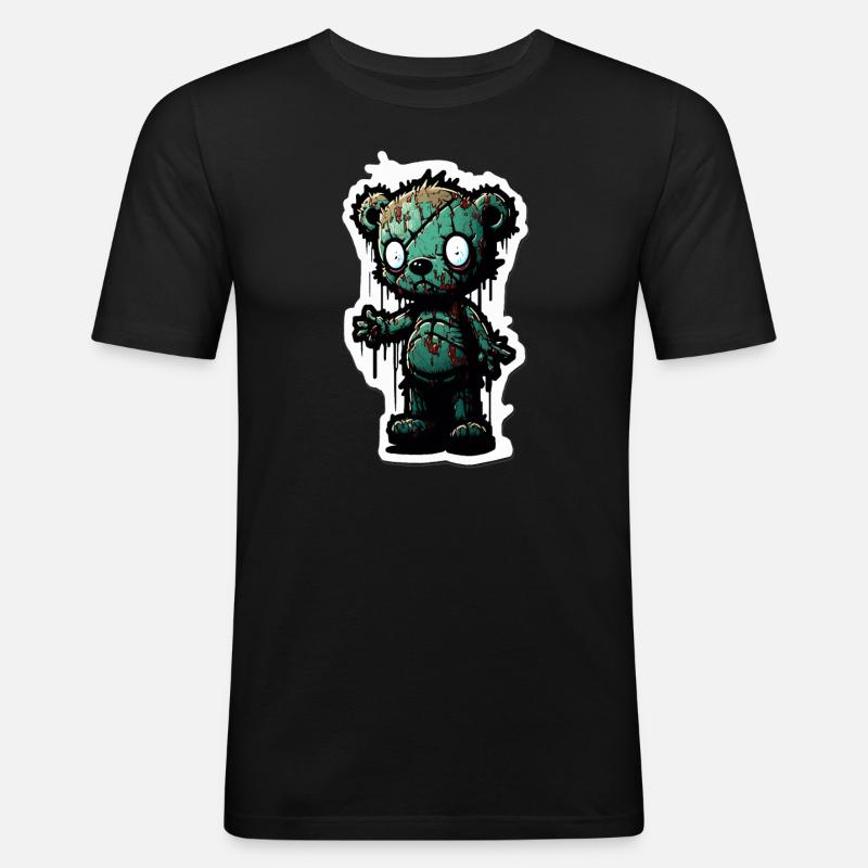 Zombie Teddy - Männer Slim Fit T-Shirt - Schwarz