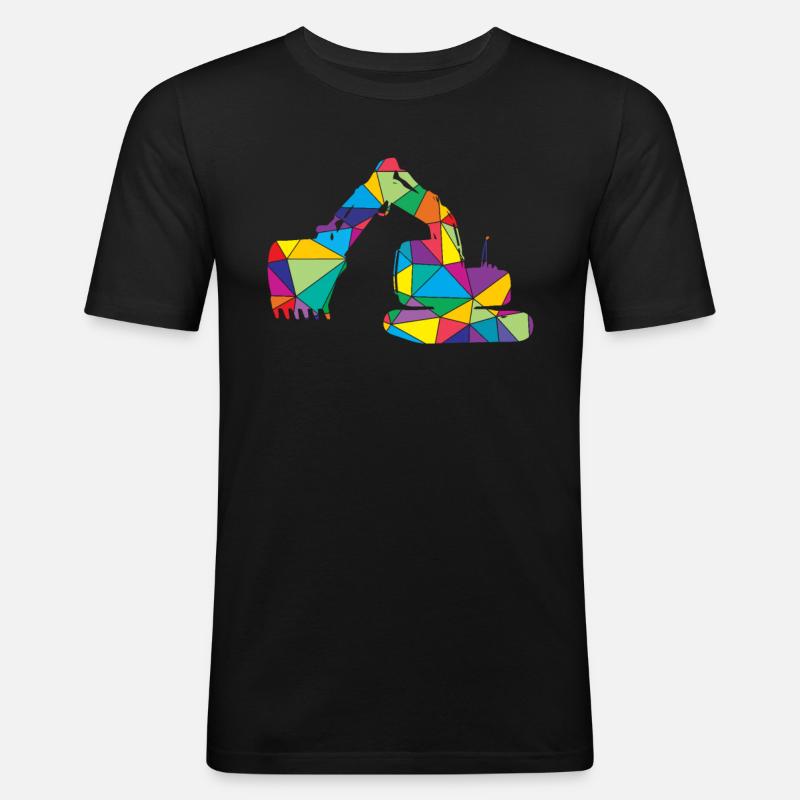 Bagger Polygon Baustelle Bagger - Männer Slim Fit T-Shirt - Schwarz