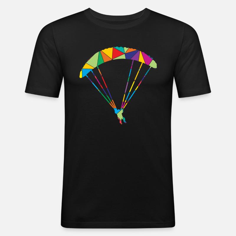 Low Poly Gleitschirmflieger Polygon Paragleiter - Männer Slim Fit T-Shirt - Schwarz