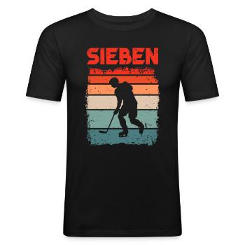7. Geburtstag Hockey 7 Jahre Alt Eishockey - Männer Slim Fit T-Shirt - Schwarz - Vorne - Nik (191cm)