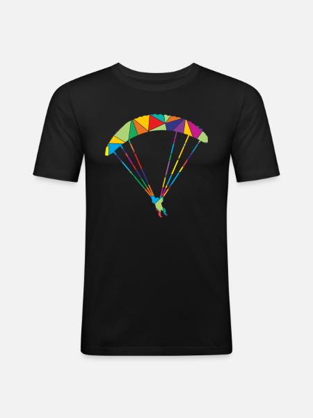 Paragleiter Polygon Gleitschirm - Männer Slim Fit T-Shirt - Schwarz