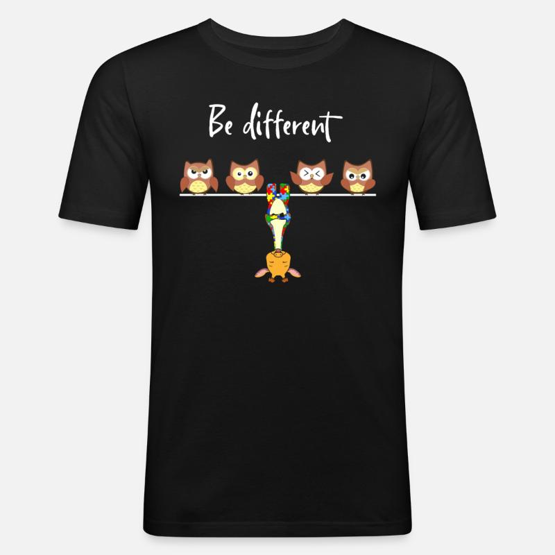Be Different Giraffe Puzzle Autismus - Männer Slim Fit T-Shirt - Schwarz