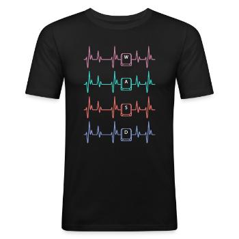 Gaming Heartbeat Keyboard - Men's Slim Fit T-Shirt - black - Front - Nik (191cm)