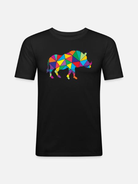 Warthog Polygon Wild Boar - Men's Slim Fit T-Shirt - black