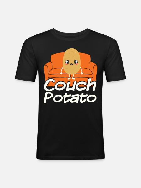 Couch Potato - Männer Slim Fit T-Shirt - Schwarz