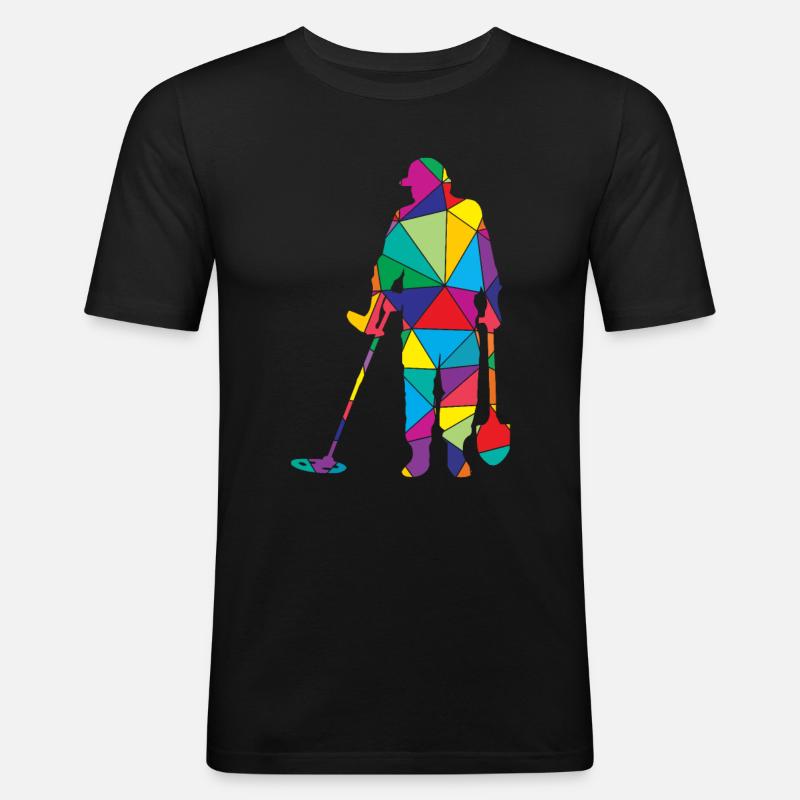 Metalldetektor Polygon Sondler - Männer Slim Fit T-Shirt - Schwarz