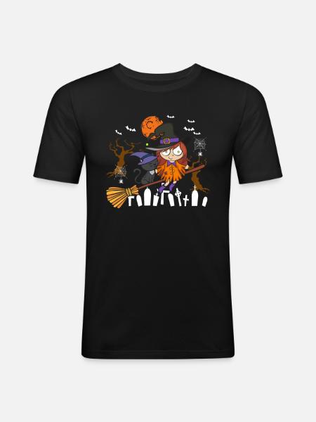 Crazy Black Cat Witch - Men's Slim Fit T-Shirt - black