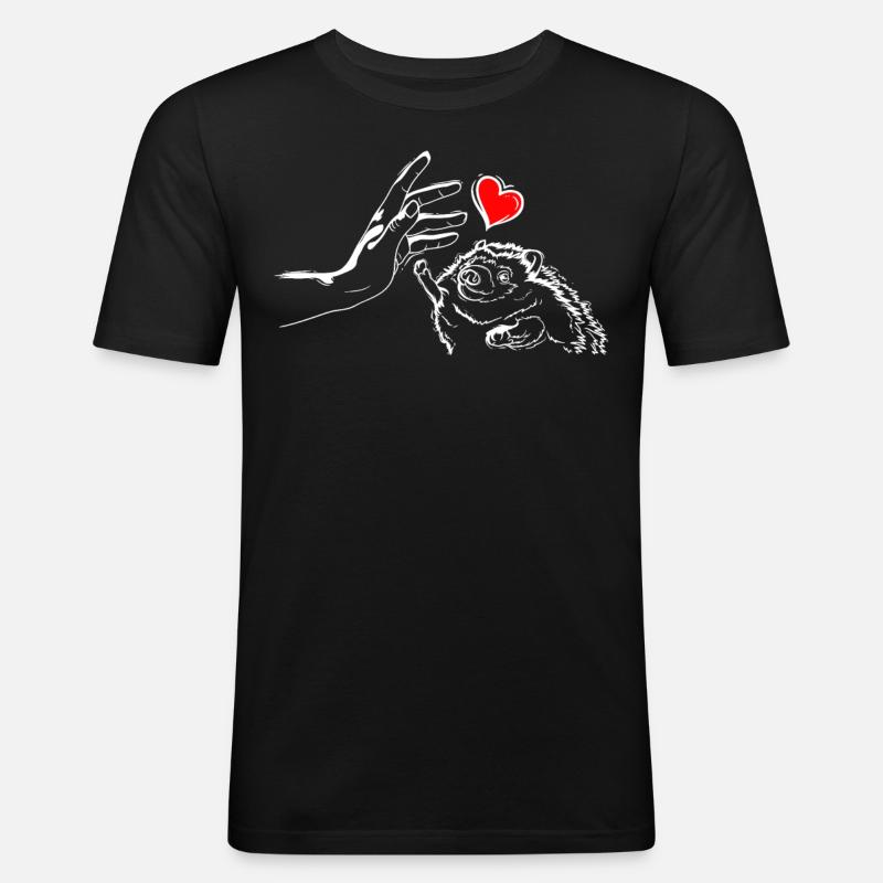Hérisson Amour Hérisson High Five - T-shirt près du corps Homme - noir