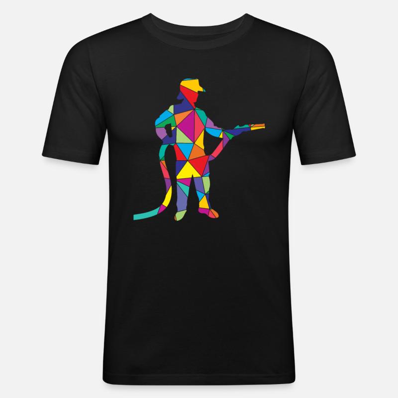 Fire Brigade Polygon Firefighter - Men's Slim Fit T-Shirt - black