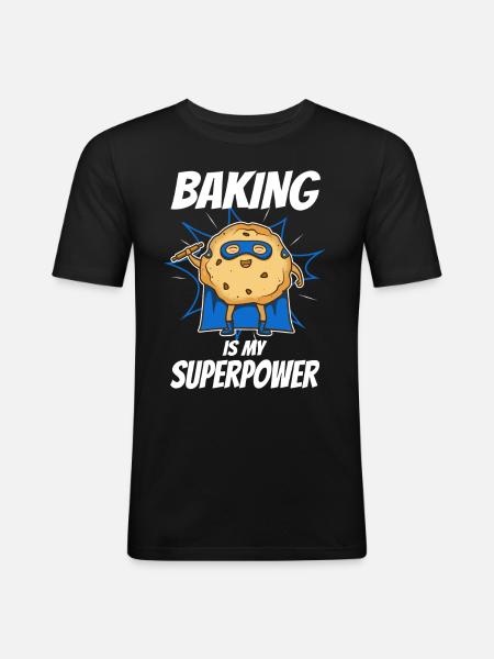 Baking is my Superpower, Biscuit - Men's Slim Fit T-Shirt - black