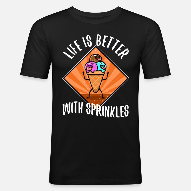 Life Is Better With Sprinkles - Männer Slim Fit T-Shirt - Schwarz