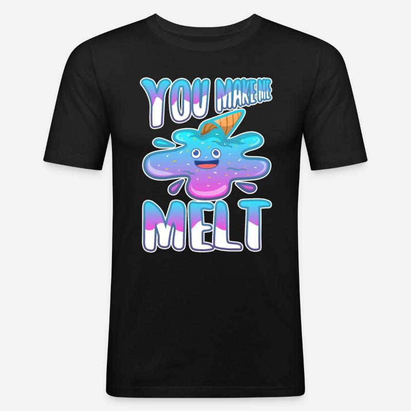 You make me melt, Eiscreme - Männer Slim Fit T-Shirt - Schwarz