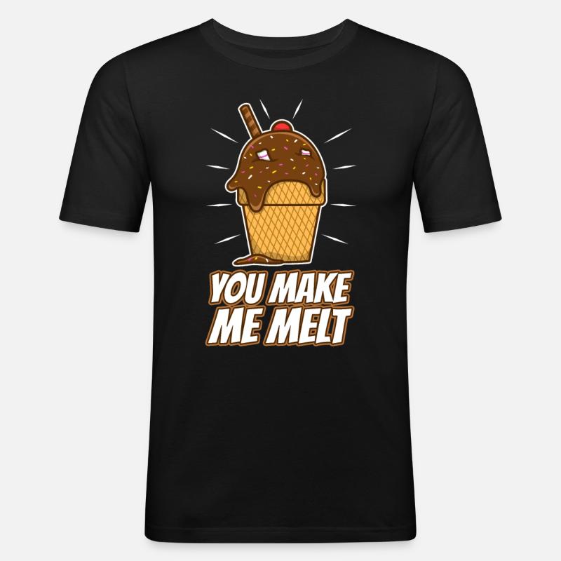 You make me melt, Eiscreme - Männer Slim Fit T-Shirt - Schwarz