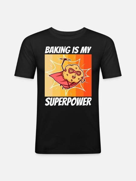 Baking is my Superpower, Biscuit - Men's Slim Fit T-Shirt - black